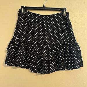 Forever 21 Black and White Polka Dot ruffle Mini Skirt